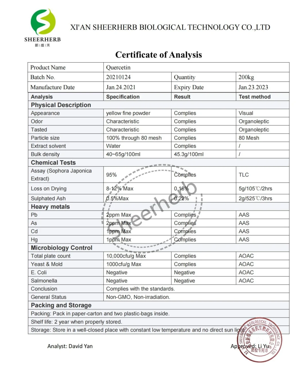 Guarantee Quality Sophora Japonica Extract Quercetin Powder 95% 98%